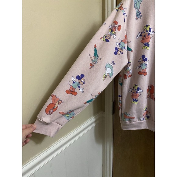 Disney 100 Womens SWEATSHIRT, XL 15-17, Pink, Donald Duck, Dumbo, Peter Pan - Picture 2 of 12